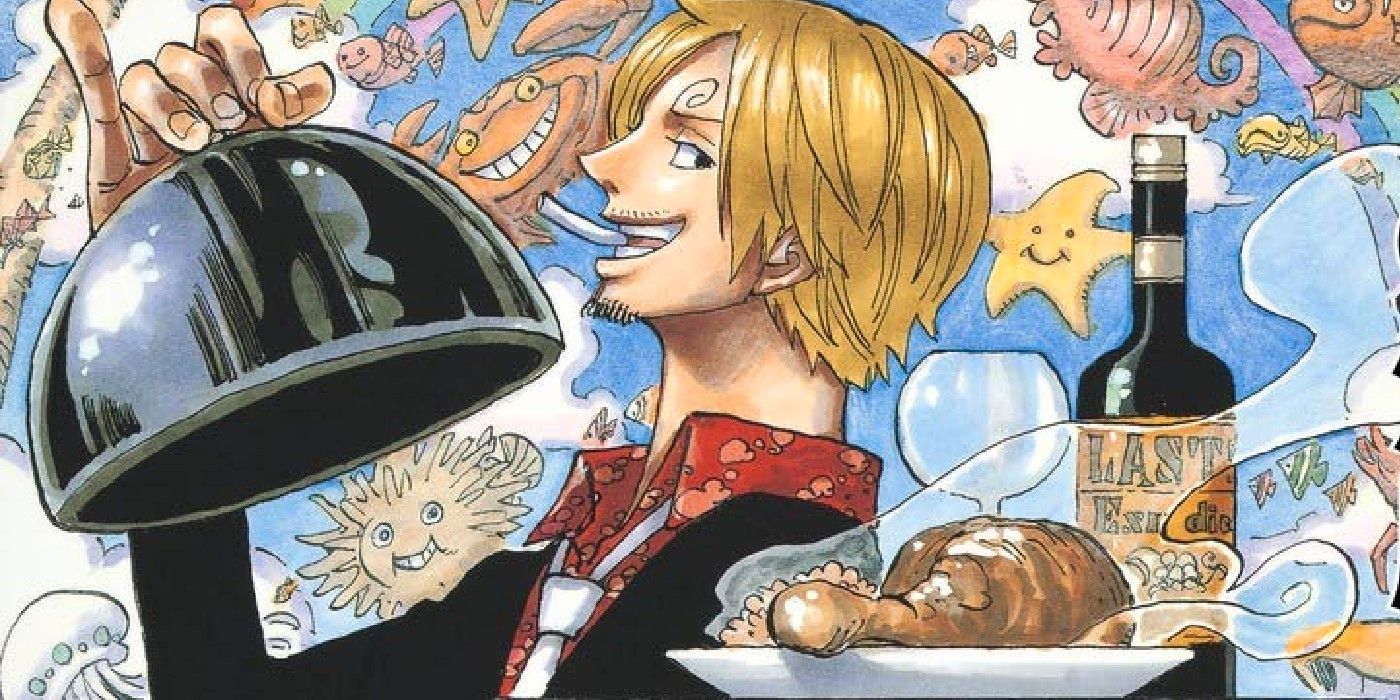 A picture of chef sanji serving food